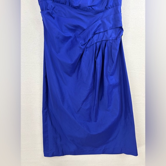 SUZY CHIN For MAGGIE BOUTIQUE Cocktail Dress Blue Purple Pleated Short Wedding 6 - Picture 3 of 14